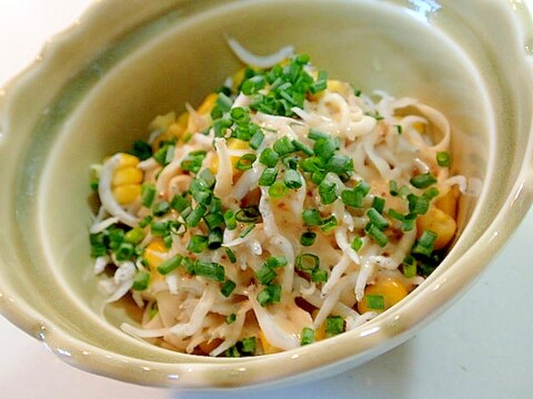 ごまわさびドレで　コーンとしらすと葱の糖質0麺